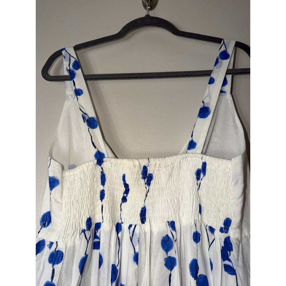NWT RO'S GARDEN DRESS FANNY LONG MAXI BLUE LEAF 100% COTTON BEACH MILKMAID BOHO - Picture 10 of 12